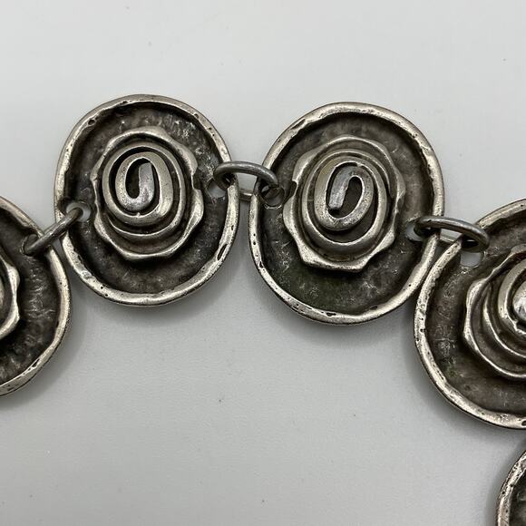 Vintage Seraglio Silver Tone Bracelet 6–7.5” • Egyptian/Middle Eastern Motif - Picture 10 of 14